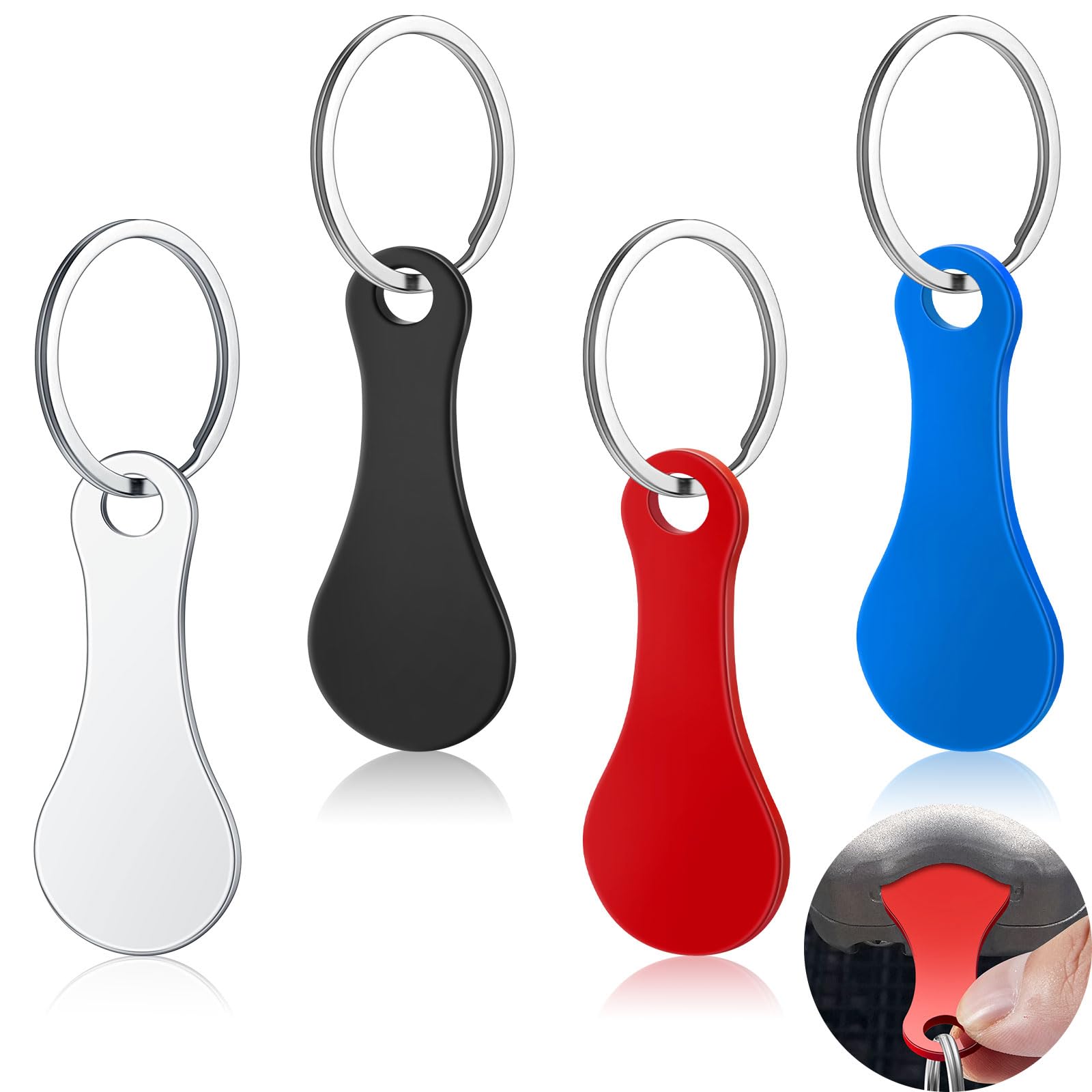 Shimeyao 4 Pcs Shopping Trolley Tokens Cart Keychains Key Ring
