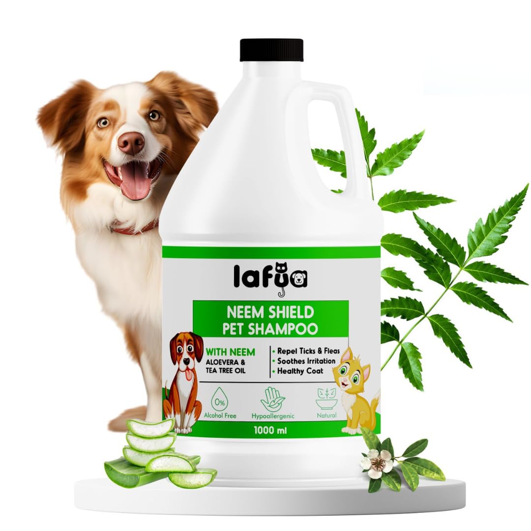 LAFUA(1000 ML) Neem Dog Shampoo and Conditioner | Antibacterial, Itch Relief, Anti-fungal, Dry Puppy Shampoo for Labrador, Golden Retriever, Shih Tzu| Dog Shampoo for Ticks and Fleas | Pet Shampoo | (B0D57813J7) Amazon Price History, Amazon Price Tracker