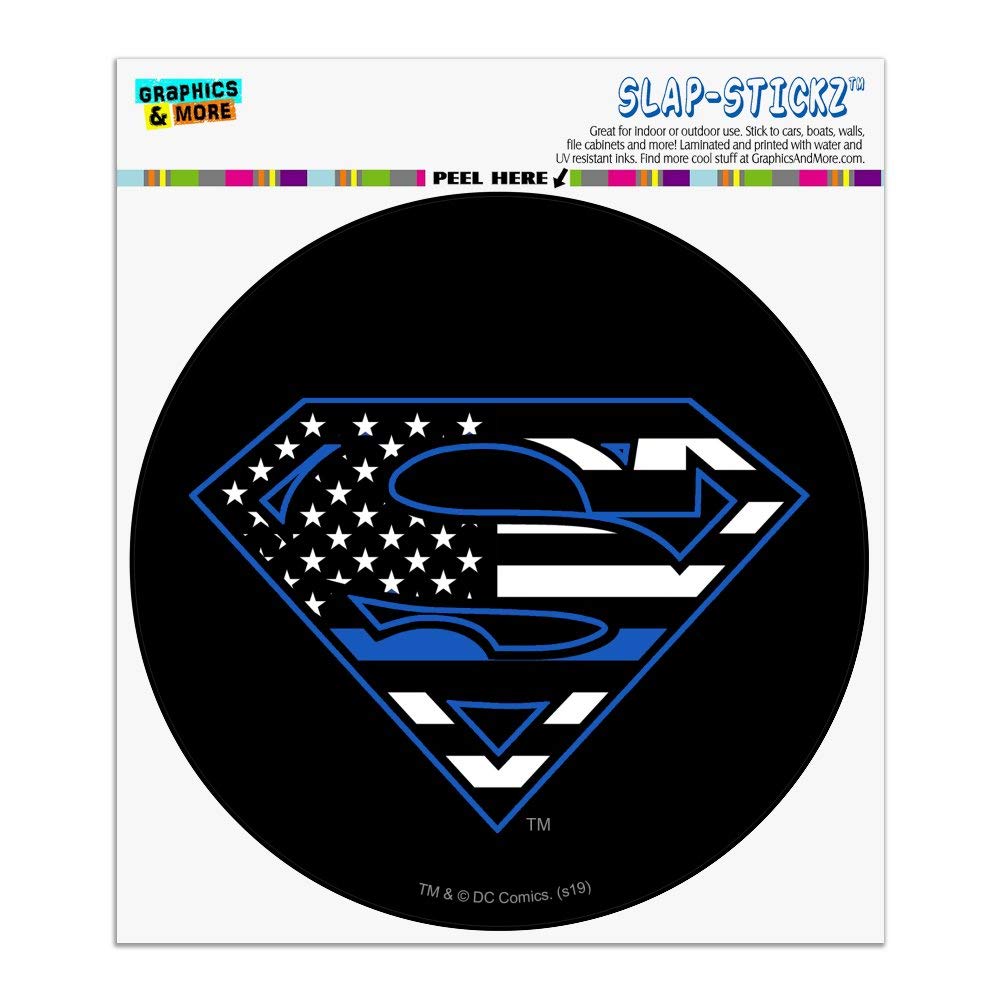 Superman Thin Blue Line Flag Shield Logo Automotive Car Window Locker Circle Bumper Sticker