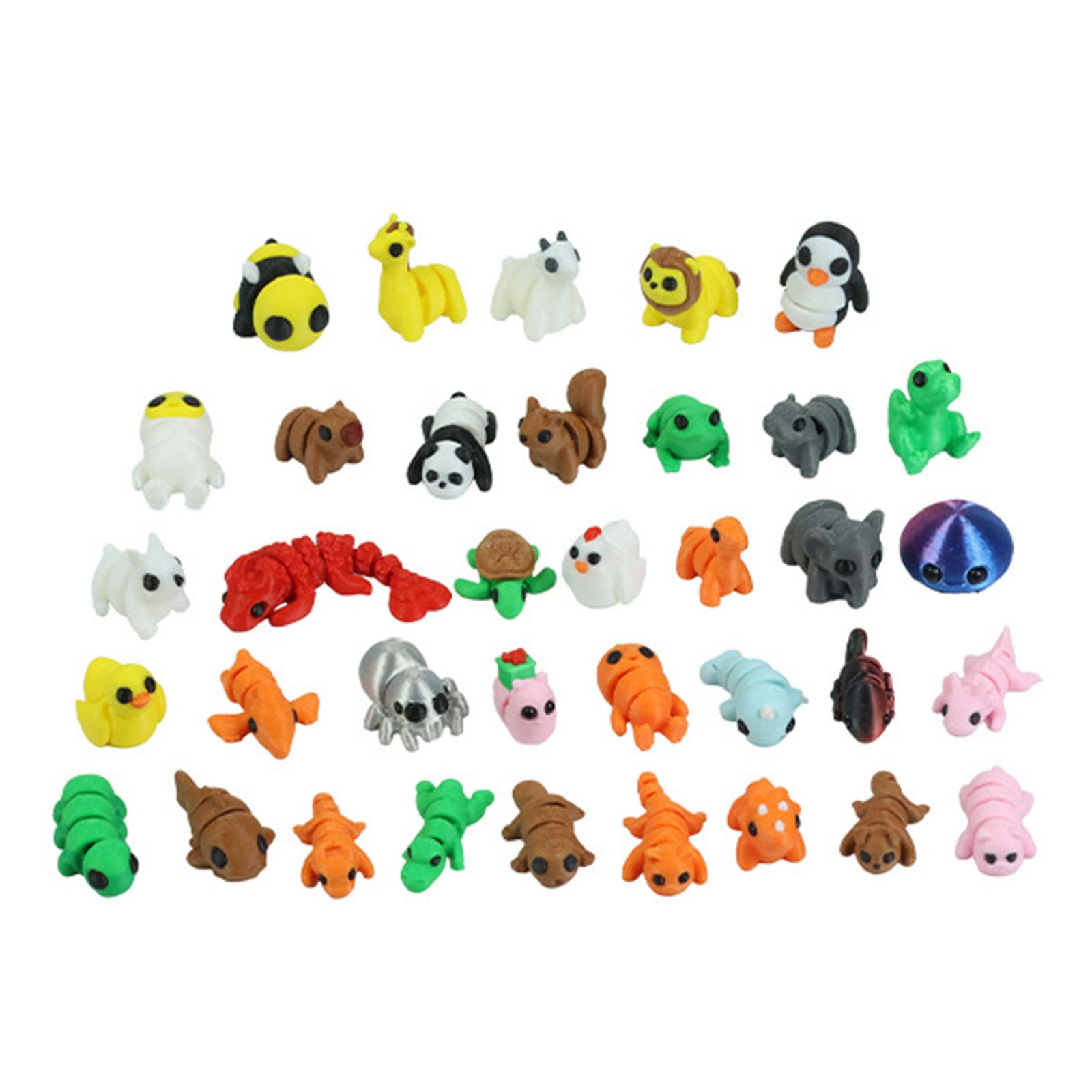 36PCS 3D Printed Animals Set Movable Joint Mini Animal Figurines Flexible 3D Printed Fidget Toy Cute Desk Decor Toys for Adults Home Office Decoration Collector Display Party Favors (36PCS)