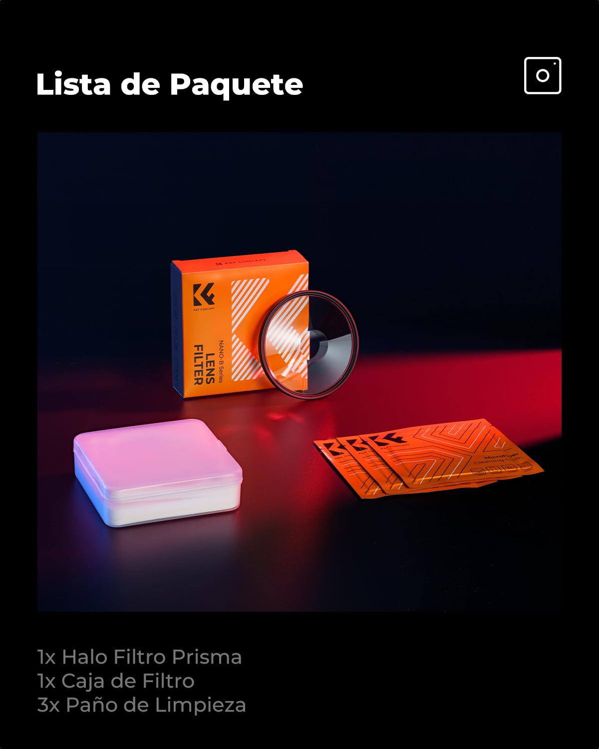 K&F Concept Nano-Bacis Espiral Halo Filtro de Efecto, Filtro Prisma de Efectos Especial de Vidrio Óptico con 3 Paños de Limpieza
