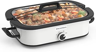 MAGNIFIQUE 4 Quart Casserole Slow Cooker with Ceramic Baking Dish - Perfect Small Kitchen Appliance Crock Pot for Family Dinners, Oven Safe and Durable Bakeware for Lasagna, Roasts