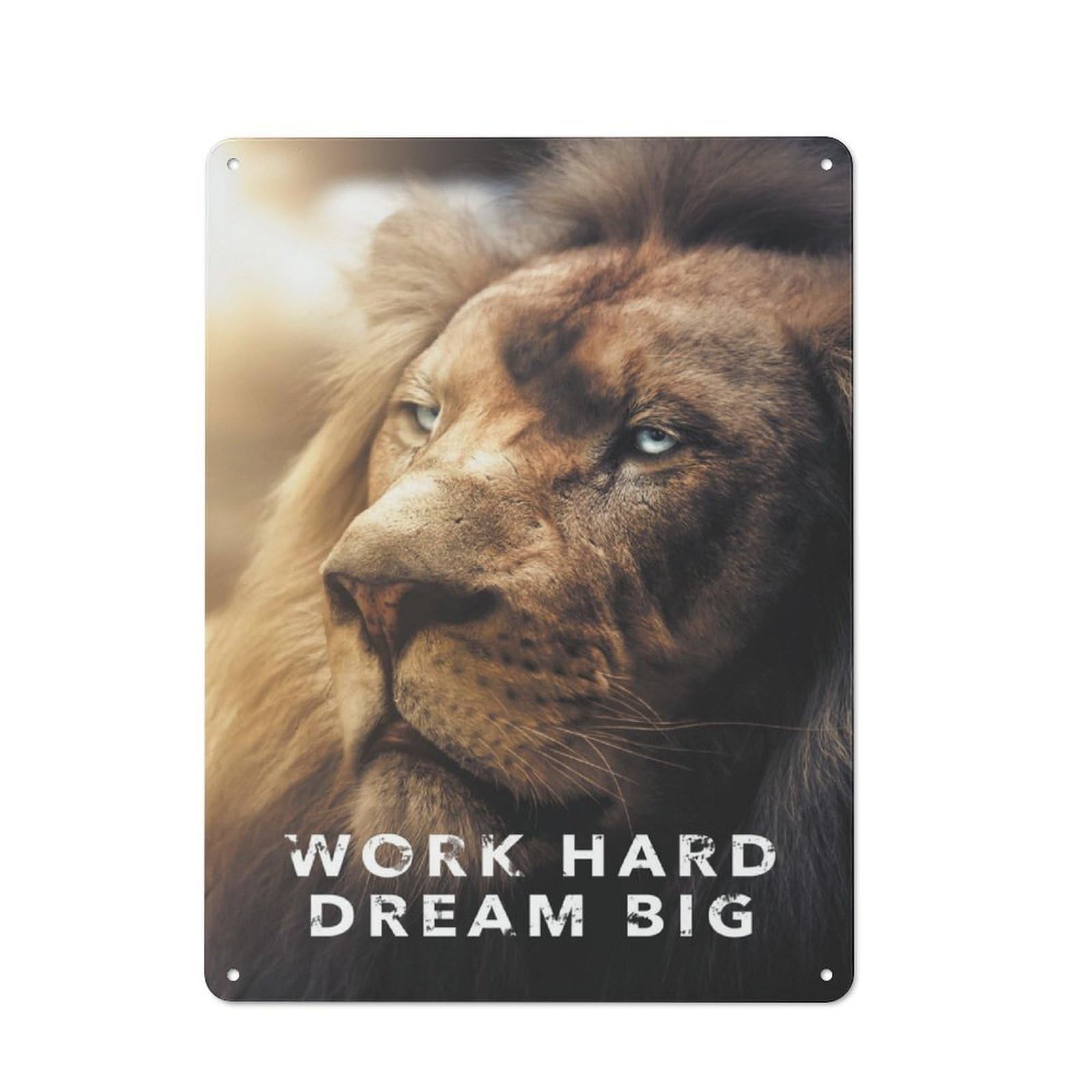 Junmoney Work Hard Dream Big Lion Printed Metal Sign 40X30cm For Café Or Restaurant, For Hospitality Interior Collectors