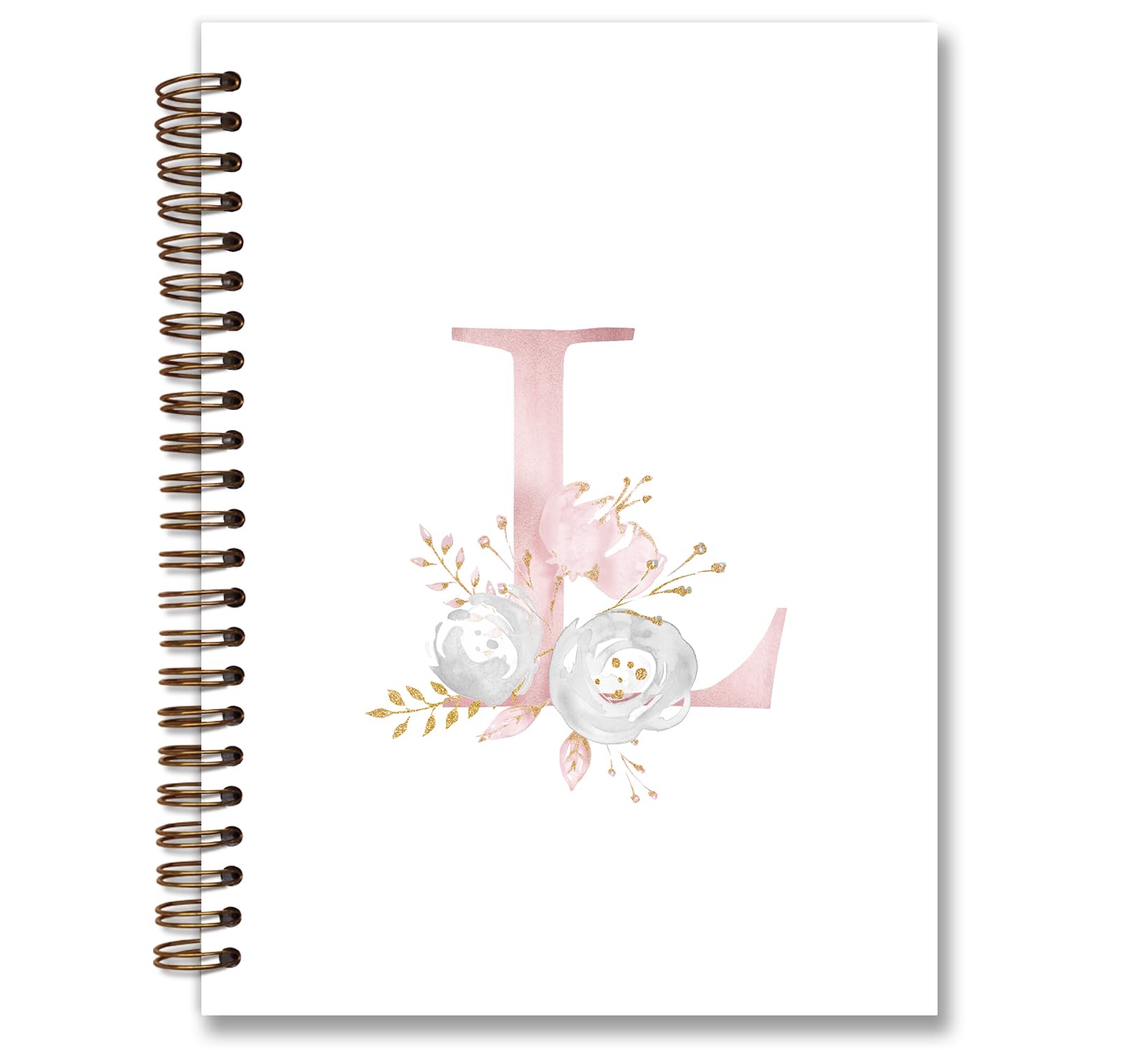 KDHTY Presonlized Floral Initial L Notebook, Cute Custom Notebook for School Work Office Girls, Personalized Monogrammed Gifts for Women,Monogrammed