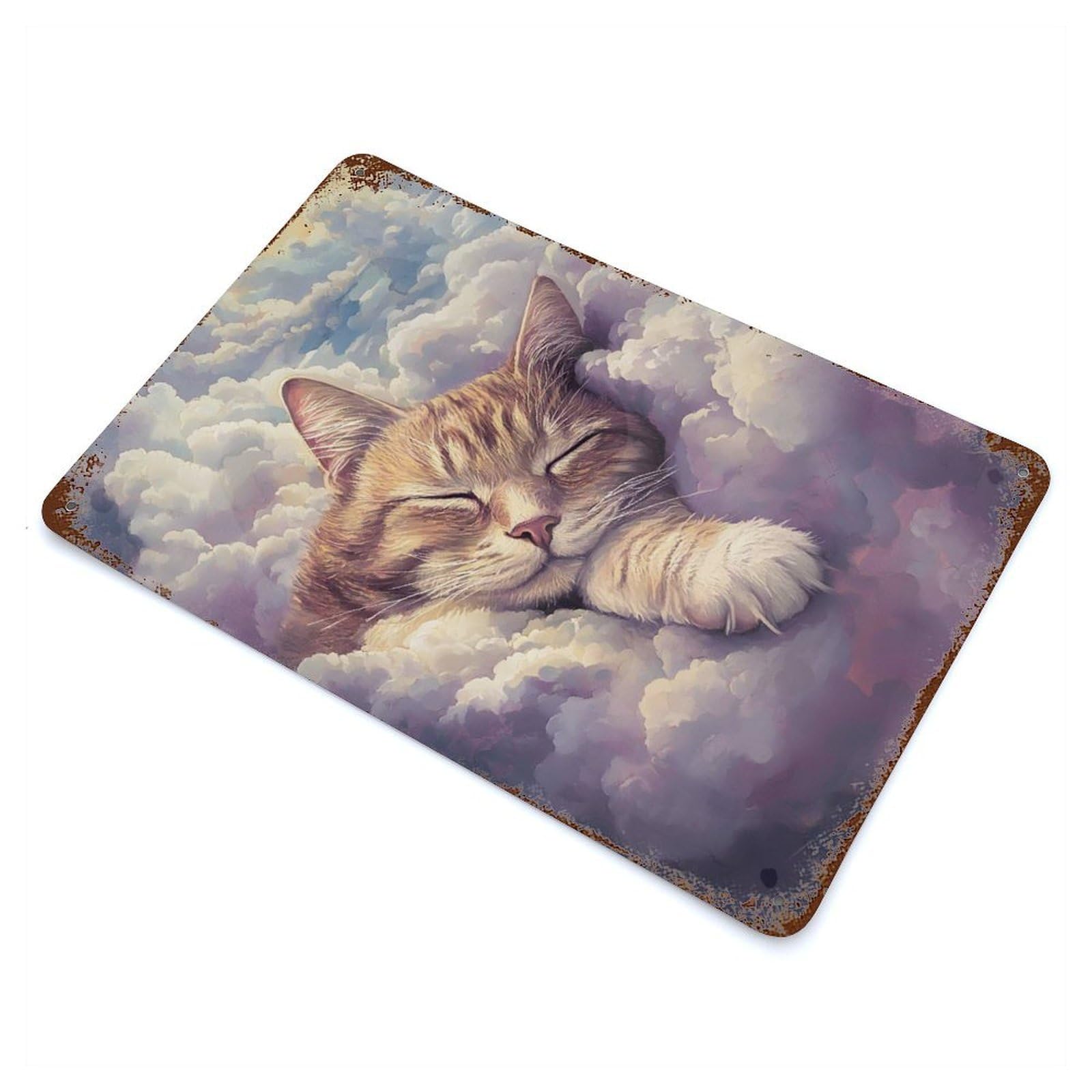 Rust Effect Cat Vintage Rust Metal Sign 11.8"x7.9", Classic Wall Plaque for Shed, Workshop And Garage Wall Decor