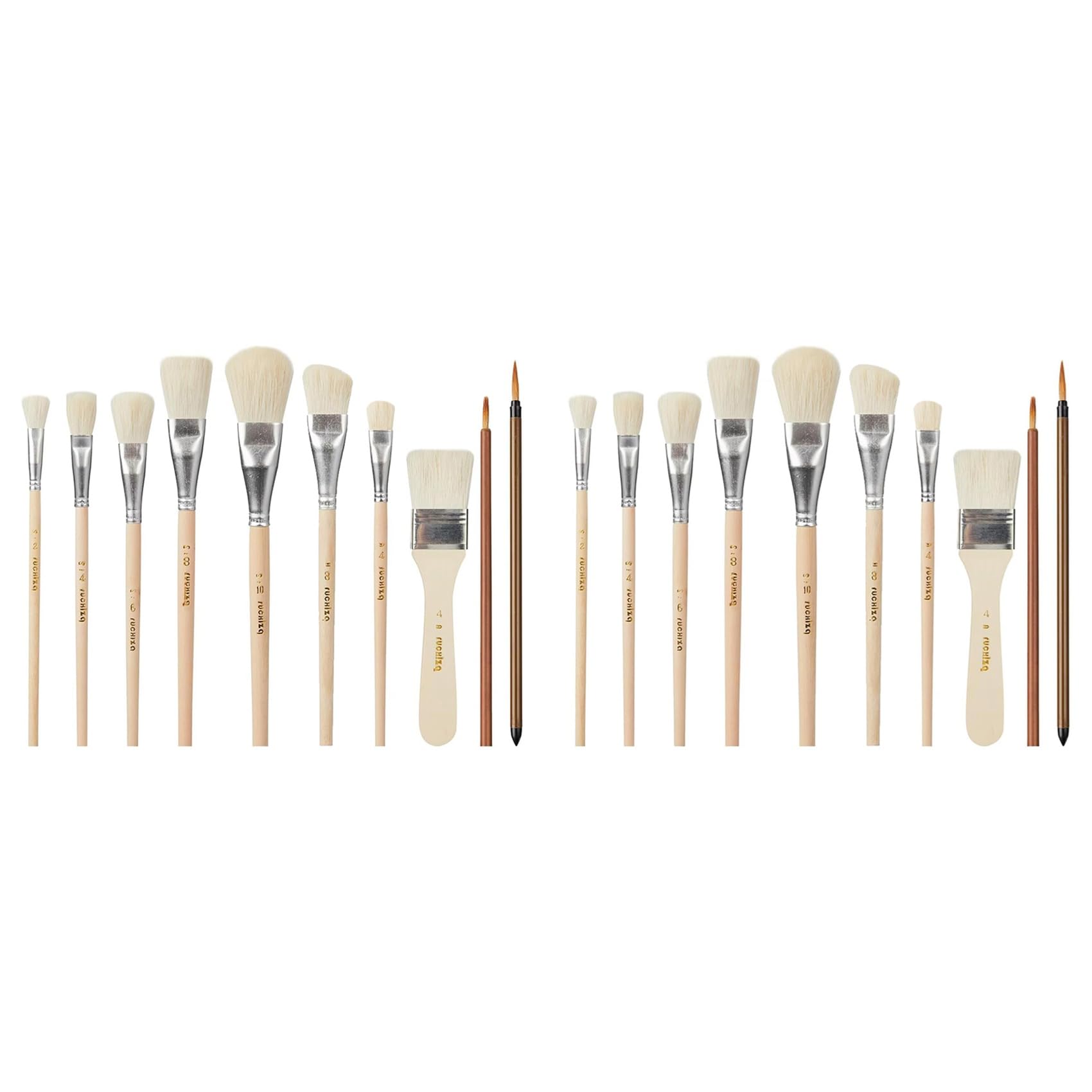 Jnchdghwa Mop Brush for Acrylic Painting,20 PCS Glaze Brushes for Pottery Goat Hair Blend Mop Brush Set for Pottery Acrylic Paint