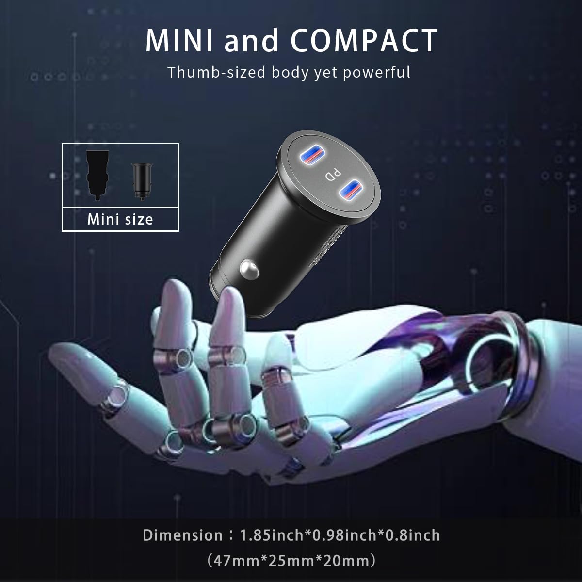 Cargador de coche USB C con cable USB C trenzado de 60 W, 3 pies, paquete de 2, mini encendedor de cigarrillos USB C de 60 W, doble PD3.0 compatible con iPhone 15, Galaxy, iPad Pro, MacBook Air,