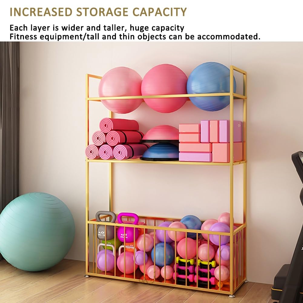 Soporte para Esterilla de Yoga, Resistente Estante de Almacenamiento para Equipo de Yoga - Organizador de Suelo de Gran Capacidad para esterillas de Yoga, Bloques, Pelotas, Rodillos de espum