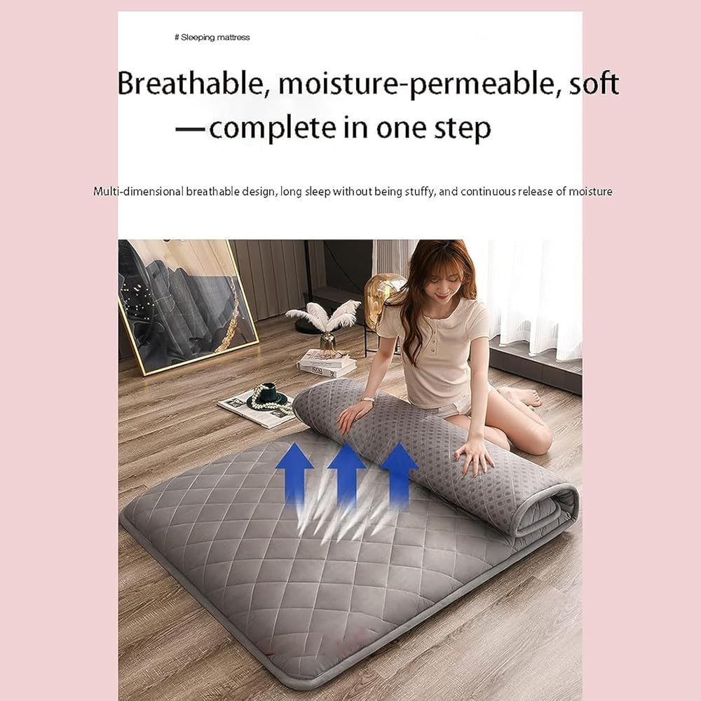 Verplaatsbaar Vloerbed Camping Matras Japanse Vloer Futon-matras Matras Voor Studentenslaapzaal Dikke Opvouwbare Oprolbare Toppermat Voor Gastenligstoel Tavel(Size:120x200cm,Color:A