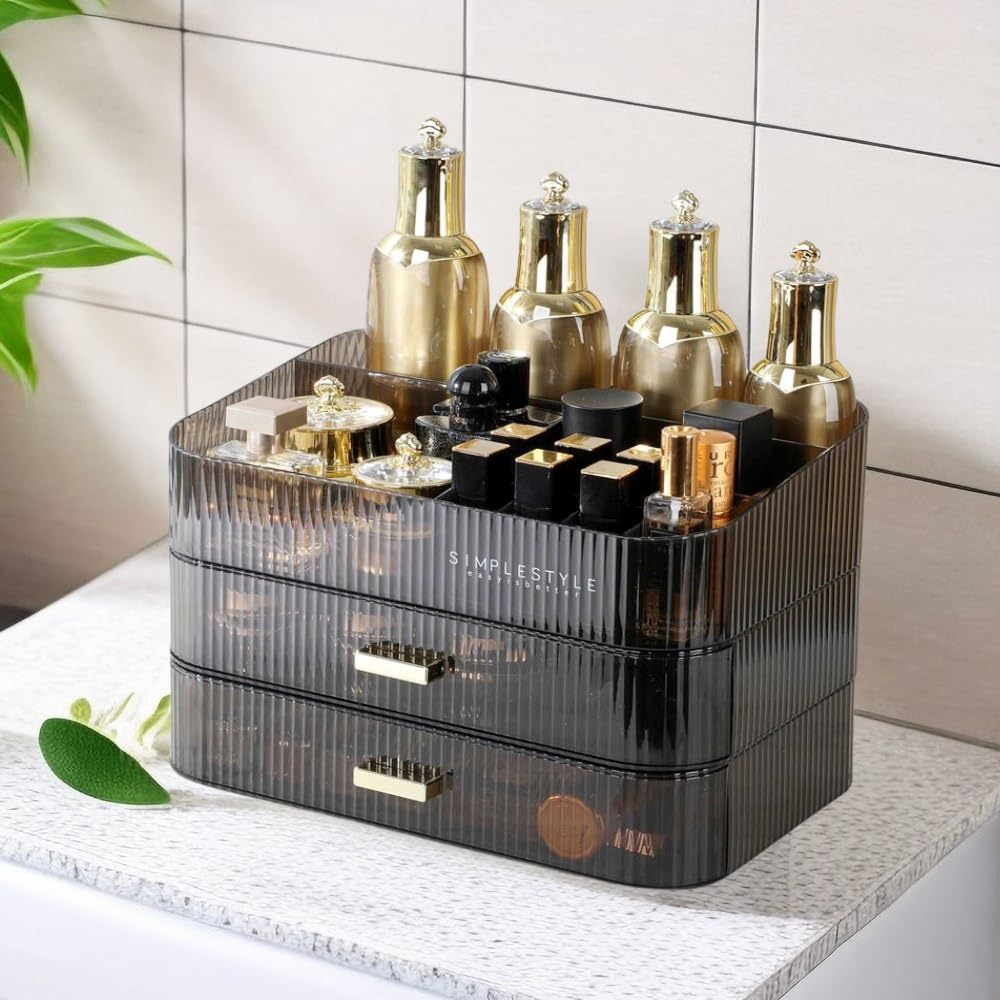 Make-up-Organizer mit Schubladen, stapelbar, Hautpflege, Kosmetik, Make-up-Organisation für Vanit, Badezimmer, Schreibtisch, Arbeitsplatte