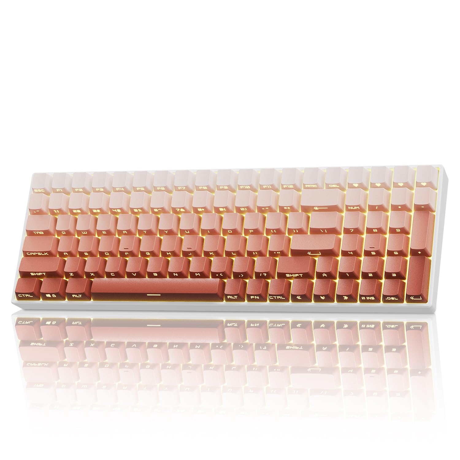 ZORNHER ZH100 Wireless Mechanical Keyboard 98 Pink Creamy Keyboard with Number Pad Full Size Rose Gold Gaming Keyboard