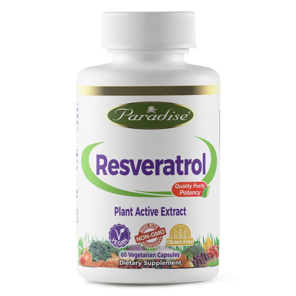 Paradise Herbs Vegetarian Capsules, Resveratrol with Ginger, 60 Count