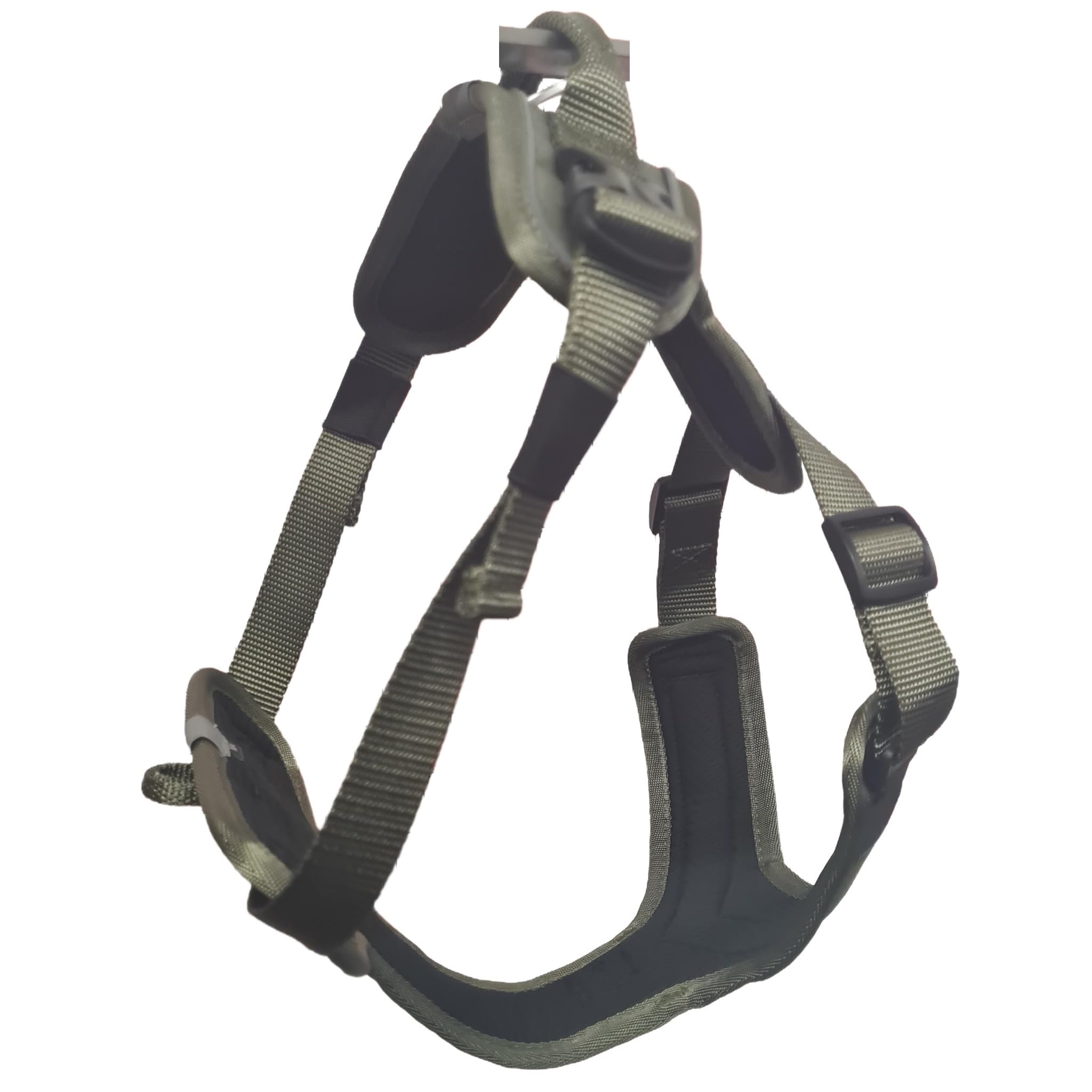 CAIRD Advance - Arnés ergonómico para perro, en forma de Y, sin tirones, con asa, reflectante y resistente al agua, ajustable, acolchado, color caqui (M: cuello 43-60 cm, pecho 58-90 cm)