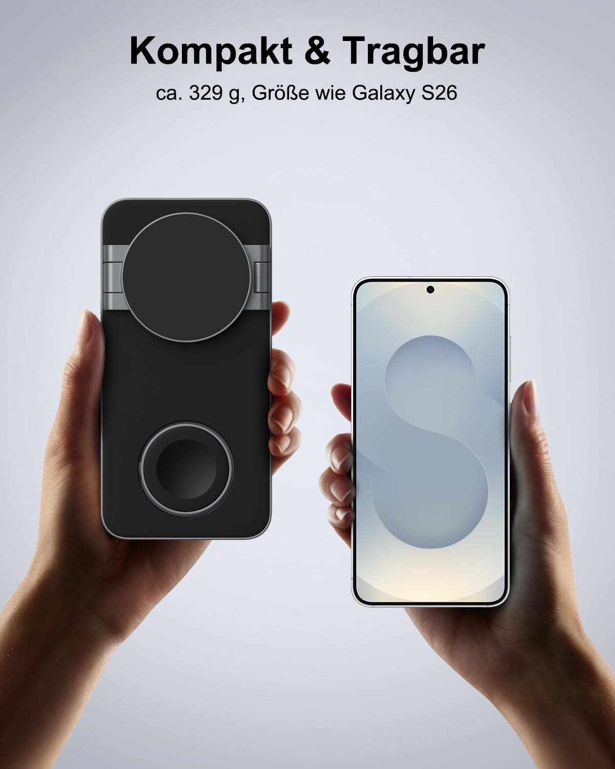 3-in-1-Ladestation 25 W für Samsung, faltbares kabelloses Ladegerät für Galaxy S26/S25/S24/S23/Z Fold/Flip-Serie, Galaxy Watch Ultra/8/7/6/5, Galaxy Buds Pro/3/2, inkl. 35 W Netzteil-Schwarz