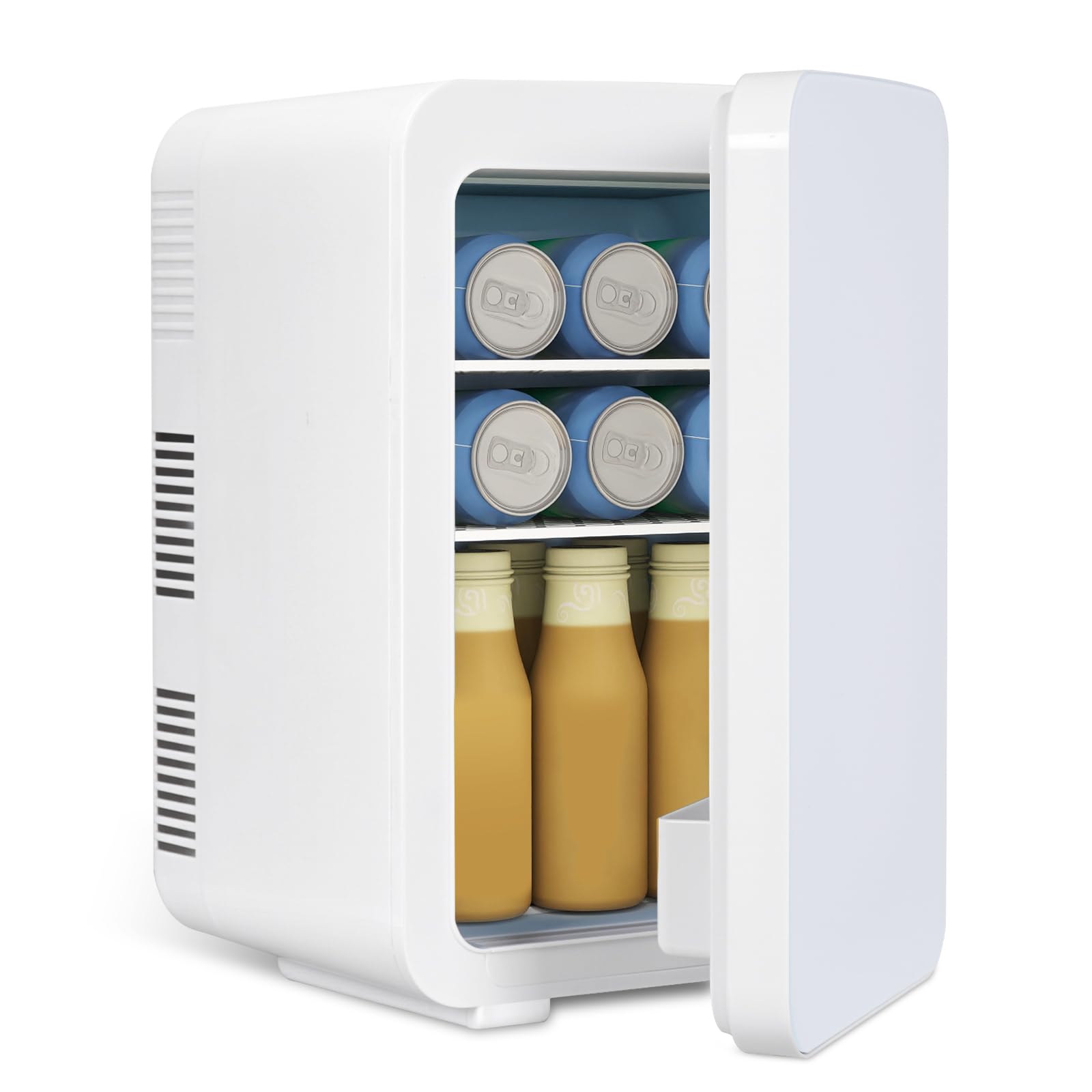 Mini Fridge for Bedrooms 10L Car Fridge Mini Refrigerator with System Cooler and Warmer for Home Office, 220V AC/12V DC, White