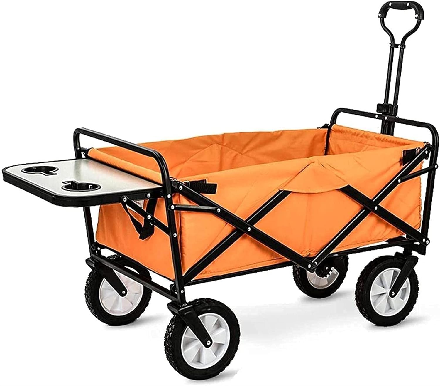 Folding Camping Cart with Lining,Picnic Trolley Carts Outdoor Leisure Portable Trolley Folding Wheeled Festival, Garden Fishing Wheelbarrow,Load-Bearing