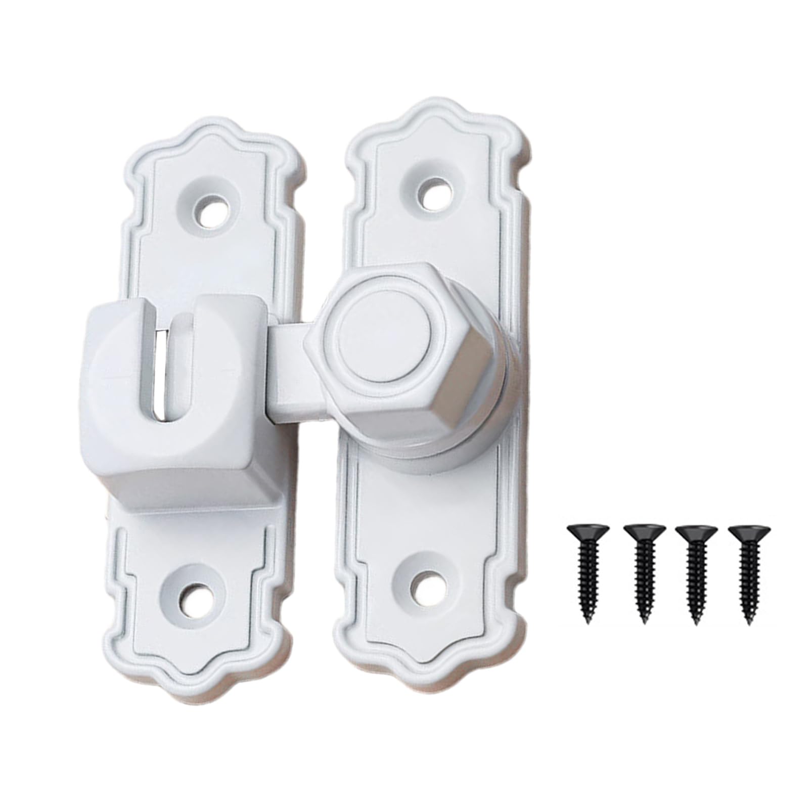 Tertioi White Duty 90/180 Degree Slide Swing Latch With Enhanced Security Design Easy To Install Heavy Duty Security Latch For Barn Door Gate