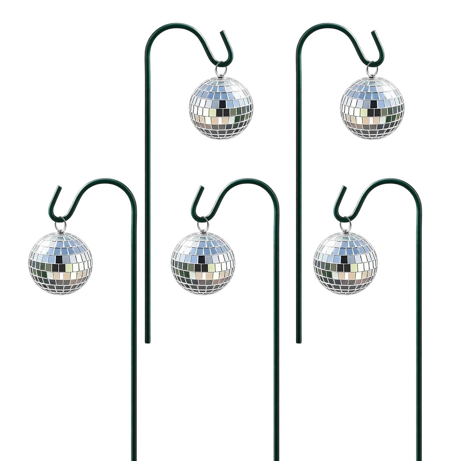 Piquets de décoration boule disco pour pot de fleurs d'intérieur et allée de jardin extérieurs