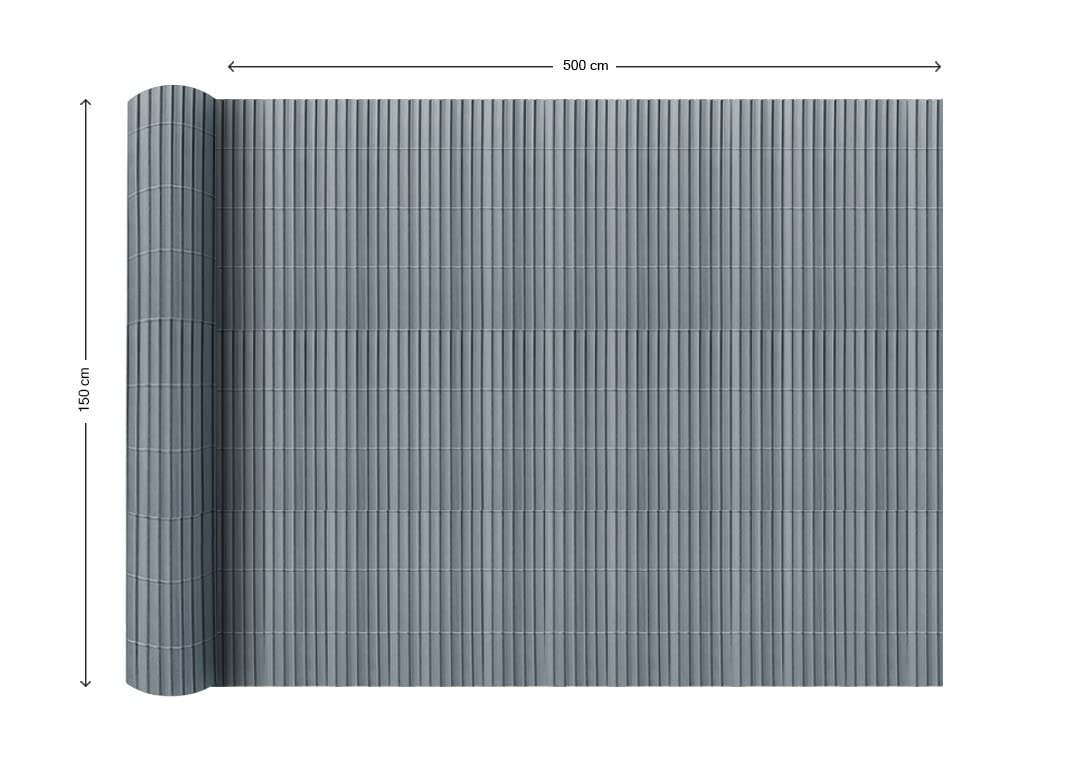 Outgarden PVC-Sichtschutzzaun/Sichtschutzmatte Grau 500 x 150 cm