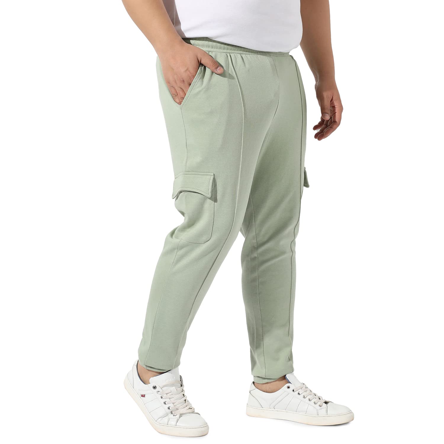 instafab Plus Men's Solid Sage Green Trackpants for Casual Wear | Regular Fit | Angled Open Pockets |Elasticated Waist, Trackpants Crafted with Comfort Fit & High Performance for Everyday Wear-picture-44