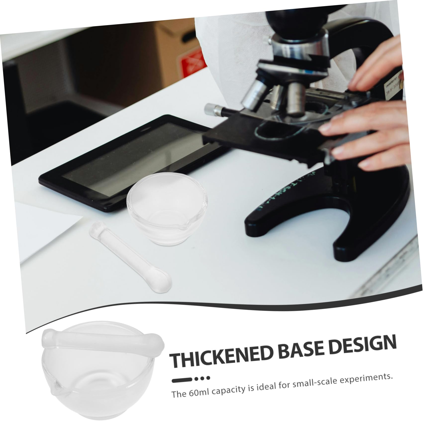 Mortero de Vidrio para Laboratorio con Cuenco y Moler Especias Cocina Profesional