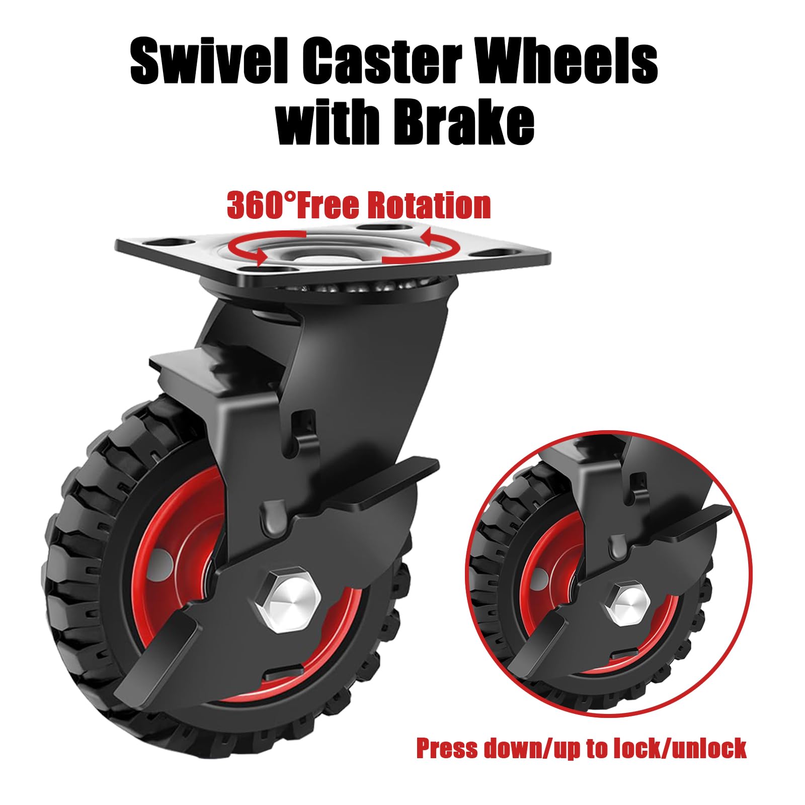 Heavy Duty Caster Wheels - 5 Inch Plate Casters -8 Heavy Duty Caster Wheels - 5 Inch Plate Casters -8