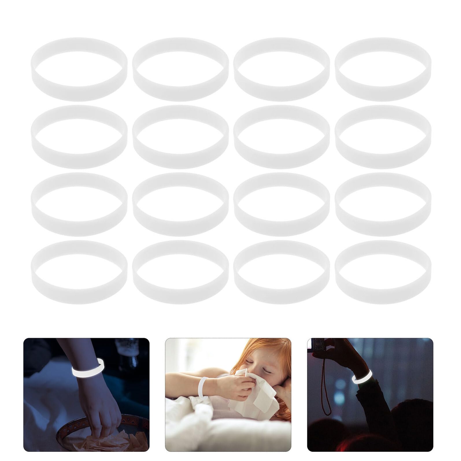 Pulsera de Silicona Luminosa 100 Piezas, Color Claro, para Niños | Suave y Flexible, Diseño Sencillo, para Actividades Nocturnas y Ciclismo, Formato de Muñeca