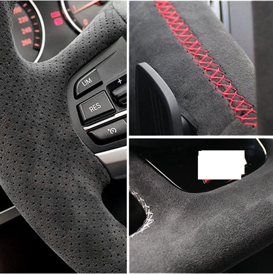Black Carbon Fiber Style Steering Wheel Cover – Fits Mitsubishi Lancer X, Outlander (38cm)