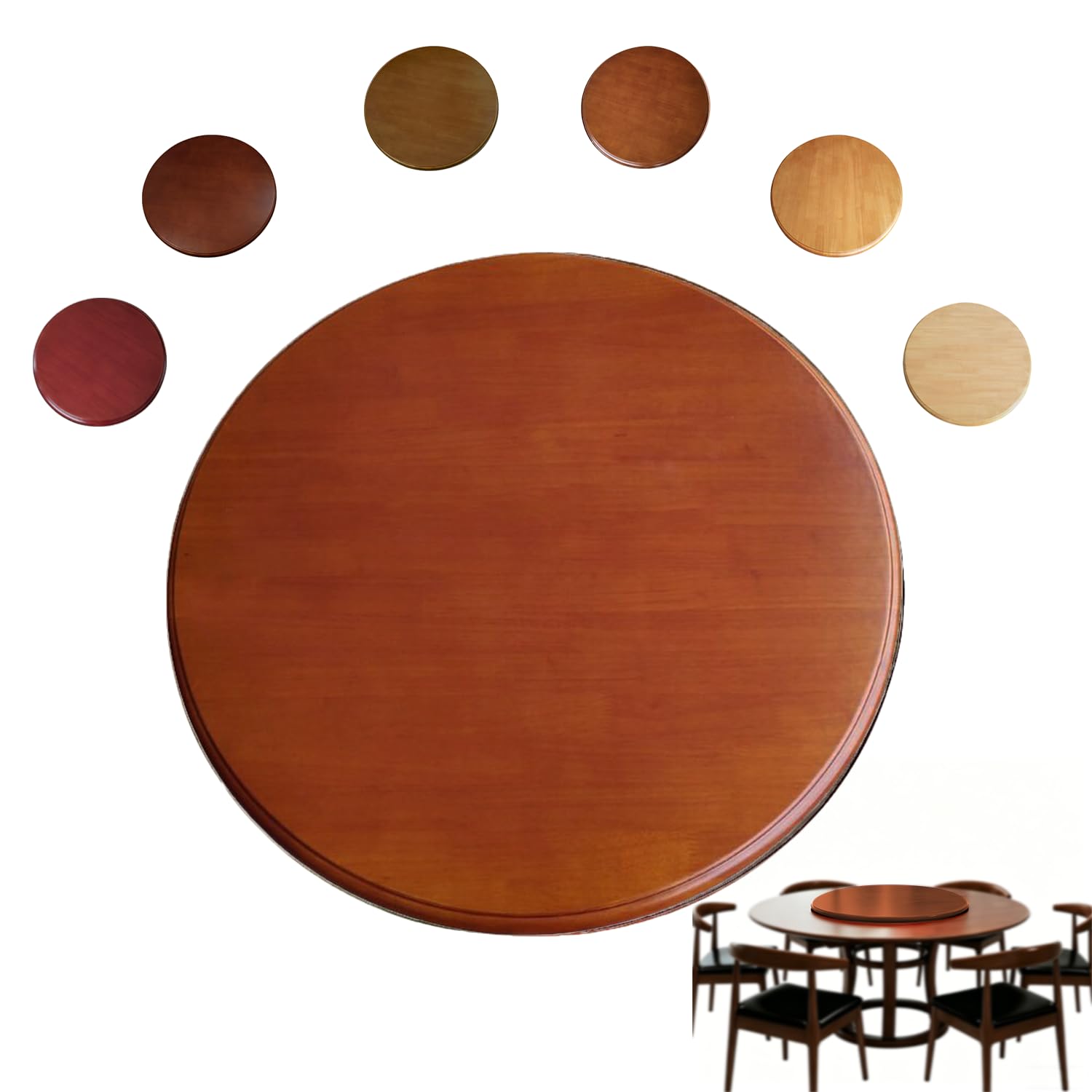 GGJYSYYK Lazy Susan Turntable Brown Rotating Tray Round Serving Plate Tabletop Rotating Easy-To-Install Tray Round Tabletop Serving Plate for Restaurants, Hotels And Party,E,70cm