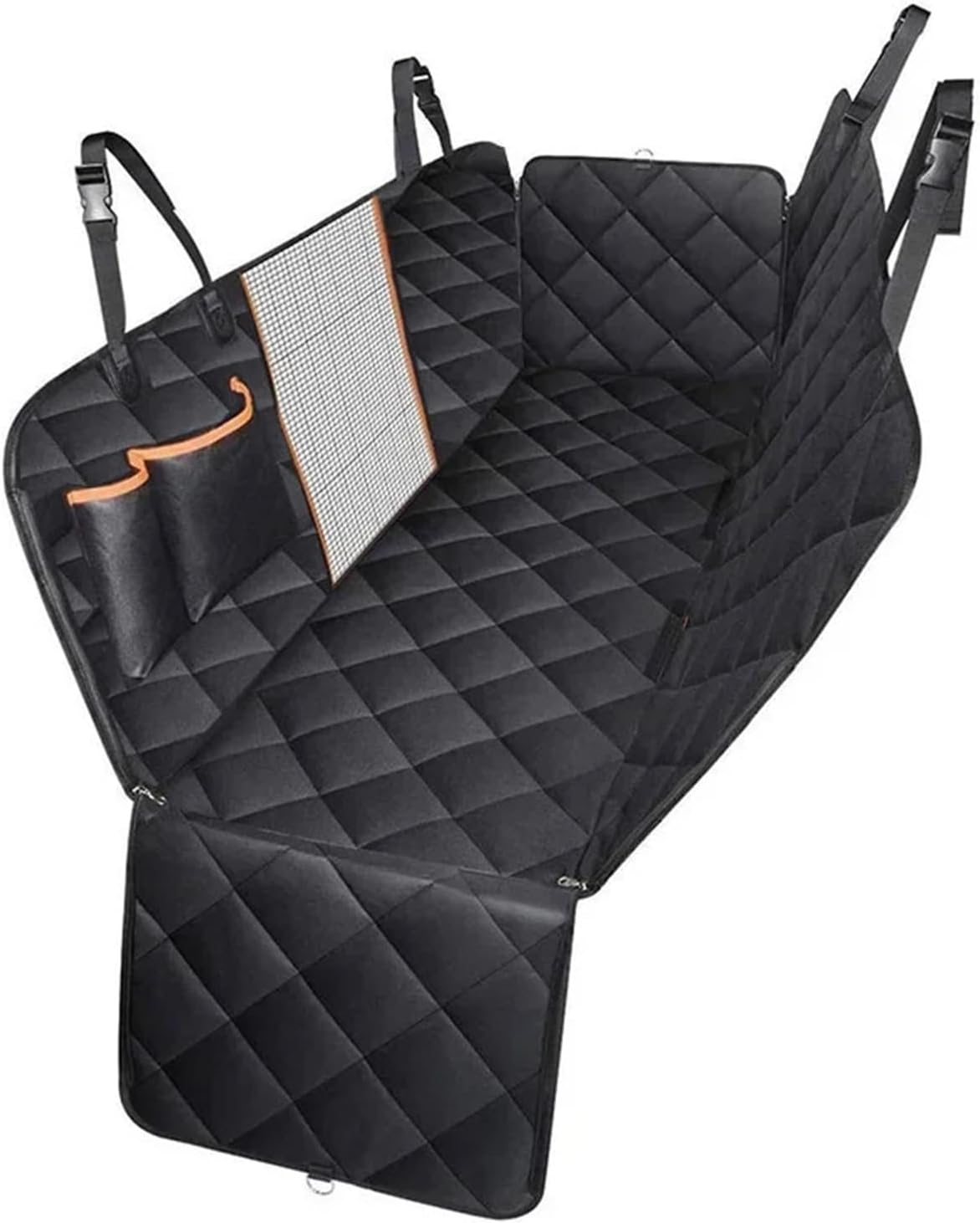 Car Pad Anti-Dirty and Anti-Scratch Waterproof Pet Rear Quilted Cotton Seat(Pocket with Mesh)