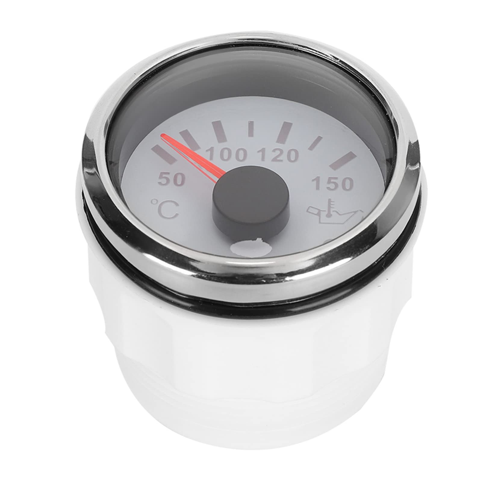 Pointeur de Température D'huile 52mm, étanche, Anti-buée, Thermomètre Automatique pour Voiture et Bateau, 2 Pouces, Noir et Blanc (Blanc)