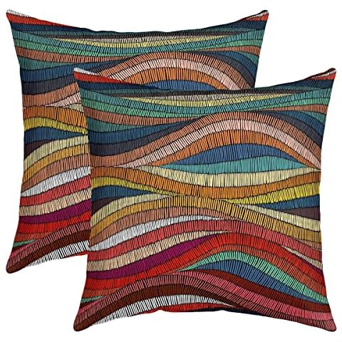 Set of 2 Boho Pillow Covers 22x22 Cover