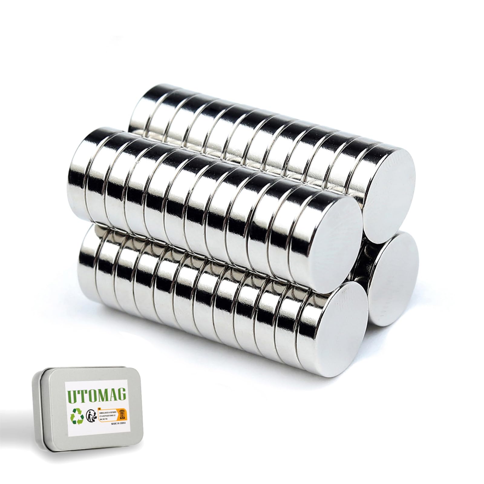 Utomag Silver 50Pcs Neodymium Magnets 8X3mm, Small Round Strong Magnets For Fridge, Whiteboards, Crafts, Photos, Tools, Arts, Hobbies, Diy