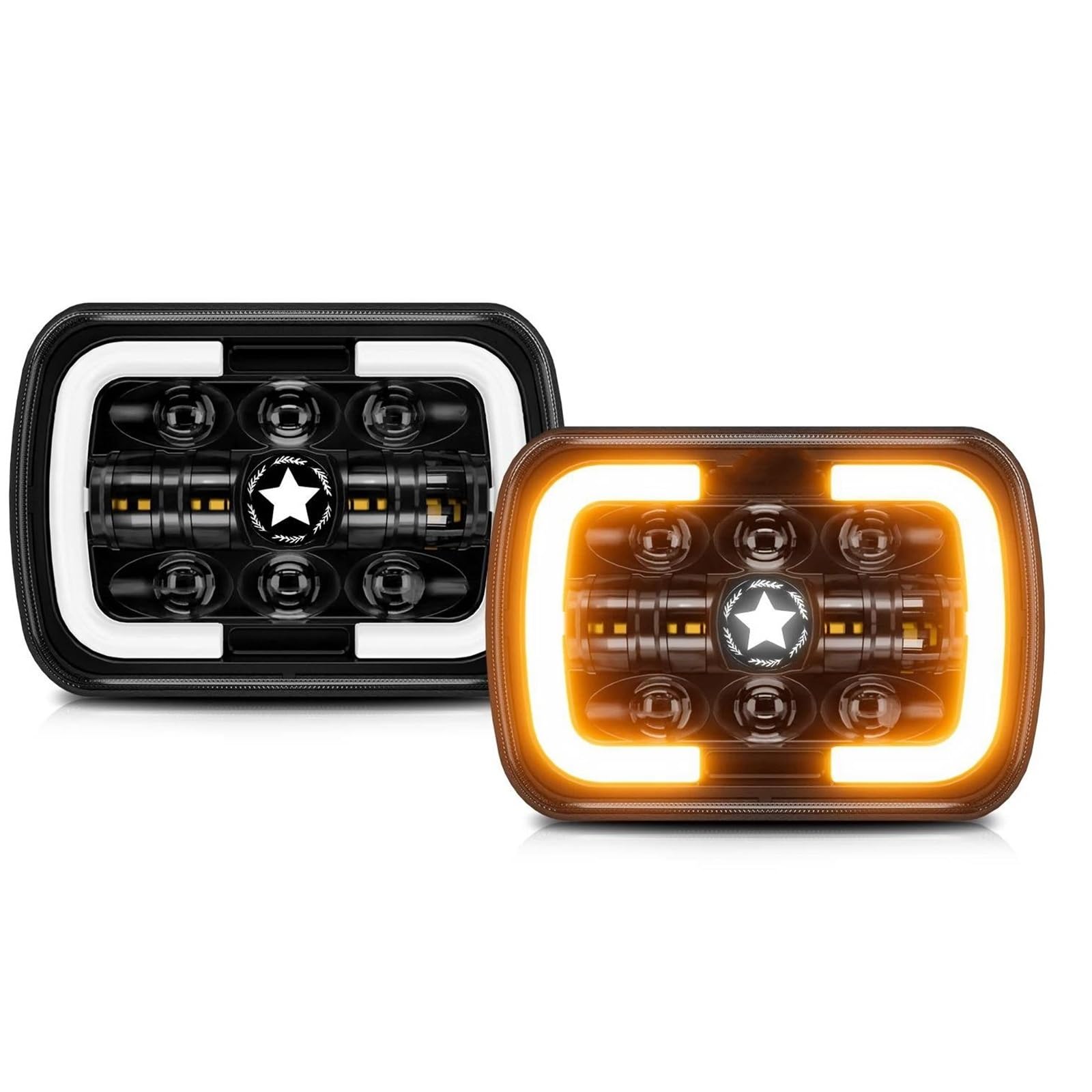 Faro LED 7x6 5x7 Pulgadas para Wrangler Offroad 4x4 Luz para Coche Faro Cuadrado 32V 200W 30000LM Luz LED DRL Intermitentes Altos Y Bajos Conjunto Faros Delanteros(2 Pcs)