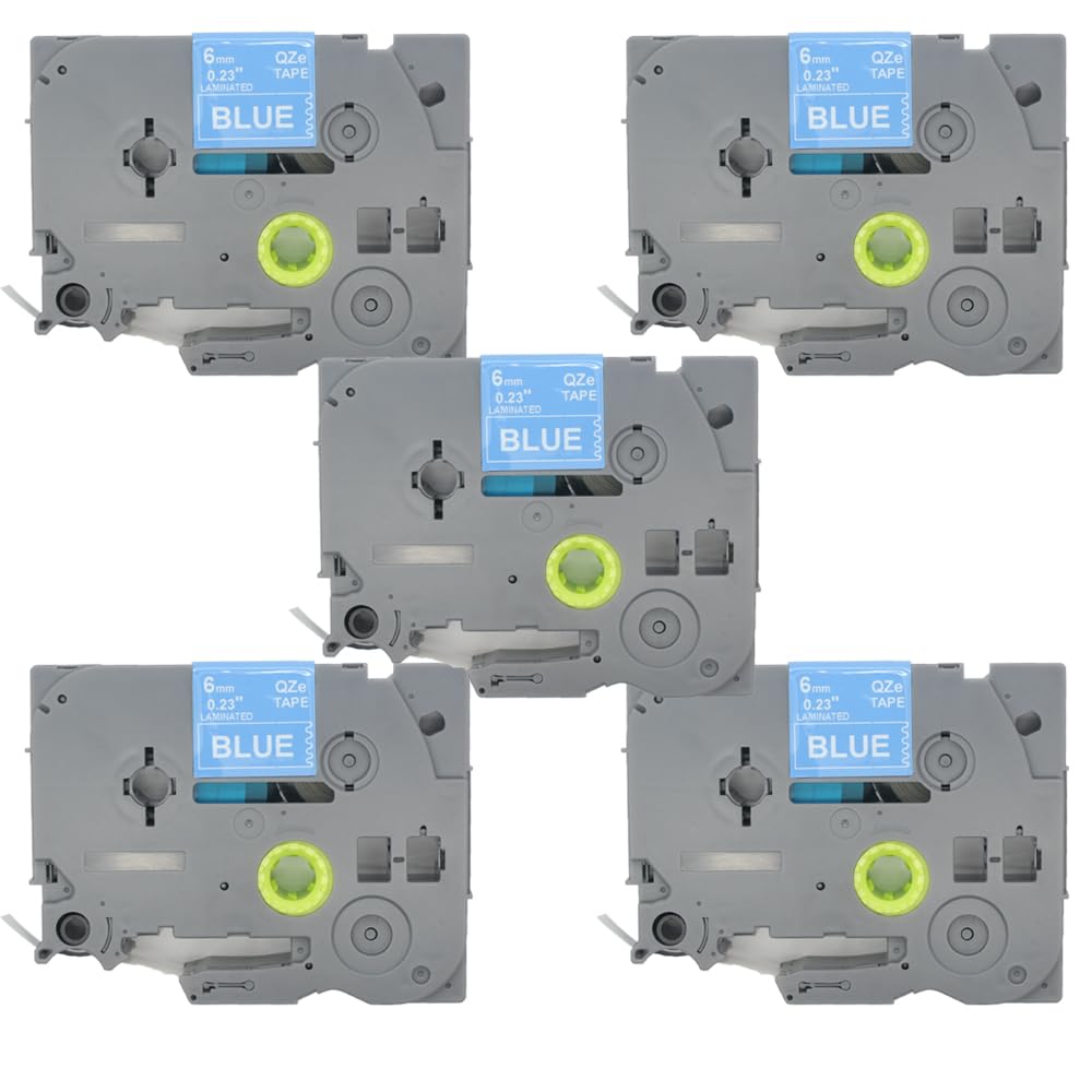 BROVACS 5 Pack White on Blue Laminated Label Tape Compatible for Brother P-Touch Label Printer TZ 515 TZe 515 6mm 1/4" OPA4515x5 โ image 1