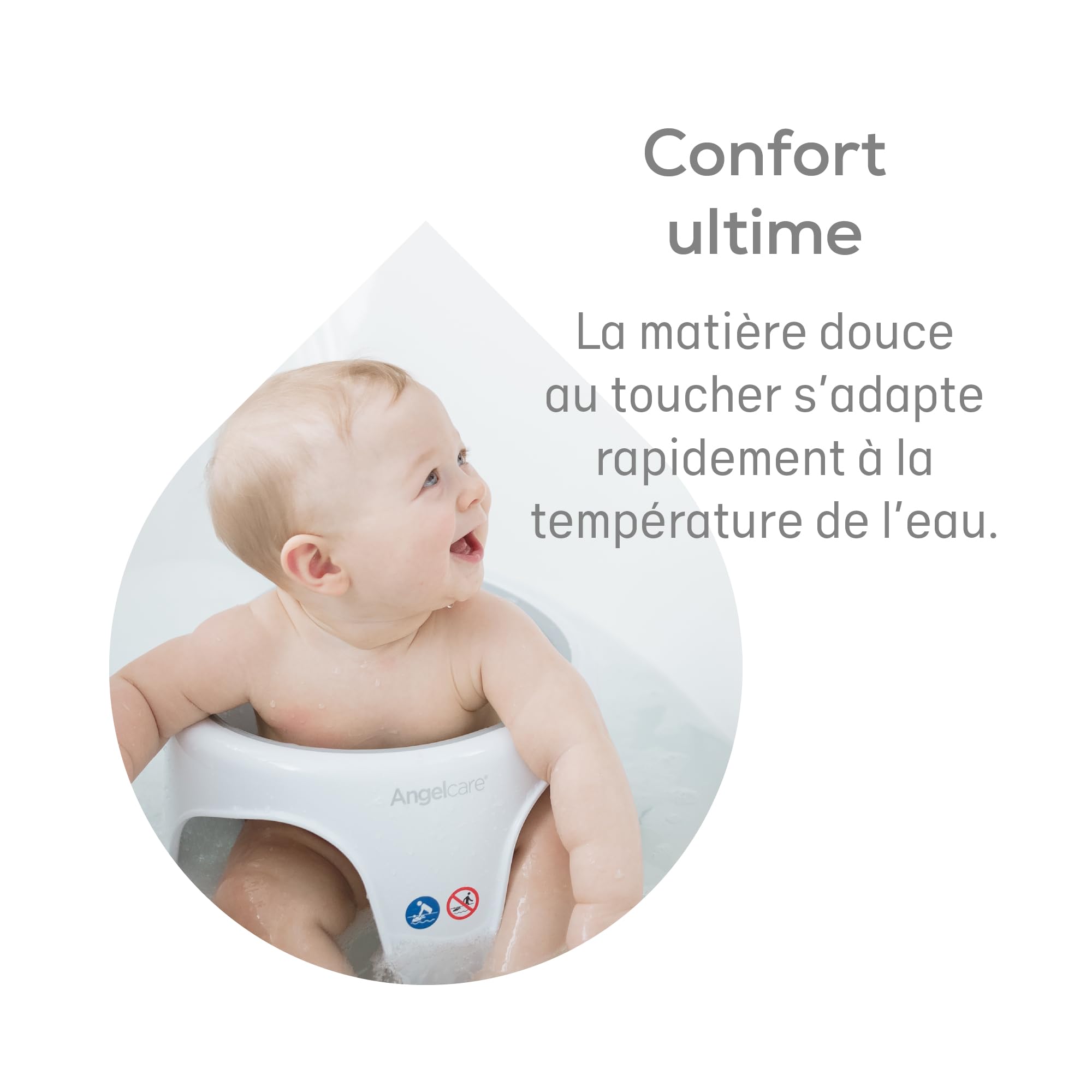 Angelcare - Anneau de Bain pour Bébé - Confort et Sécurité - 6 mois à 10 mois - Gris