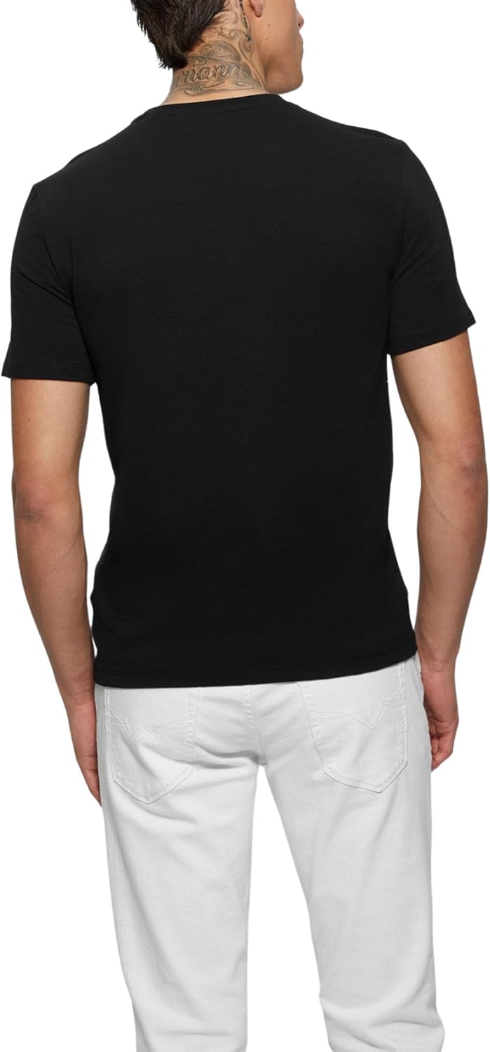 Guess Mens Short Sleeve Crew Neck Shiny Gel Triangle Teeshirt - Image 2