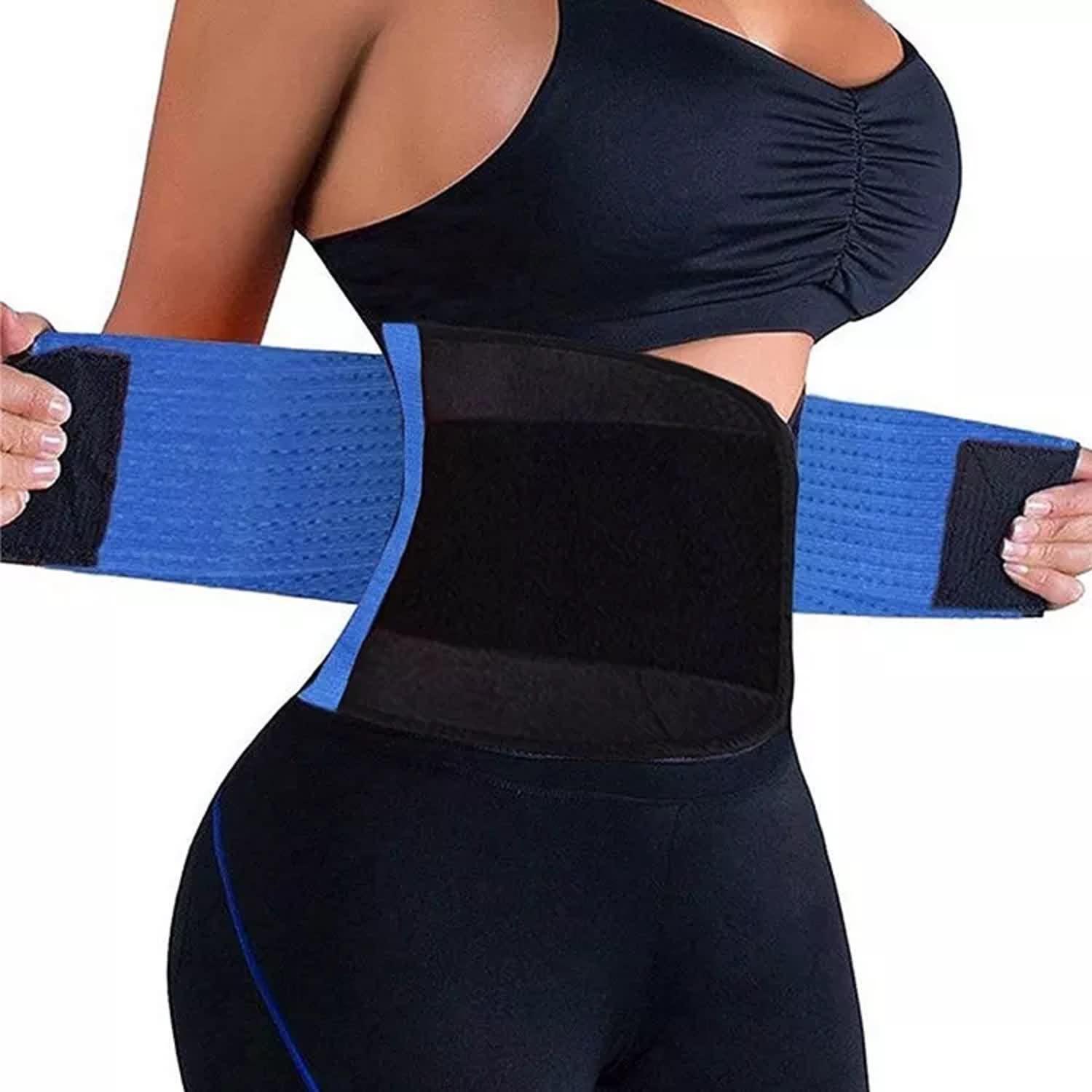 JnD Waist Trainer Belt with Hard Lumbar Support for Men and Women with Adjustable Extra Elastic Straps, Workout Slimming Belt with Sauna Effect