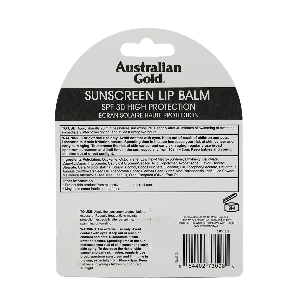 SPF 30 Lip balm blister