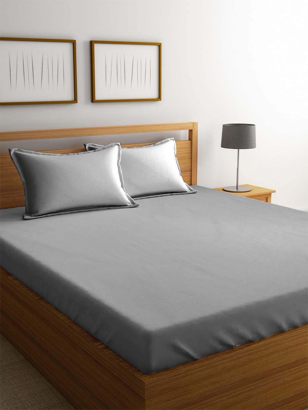 Mark Home 100% Organic Cotton Percale 200 Tc King Bed Sheet Set Silver