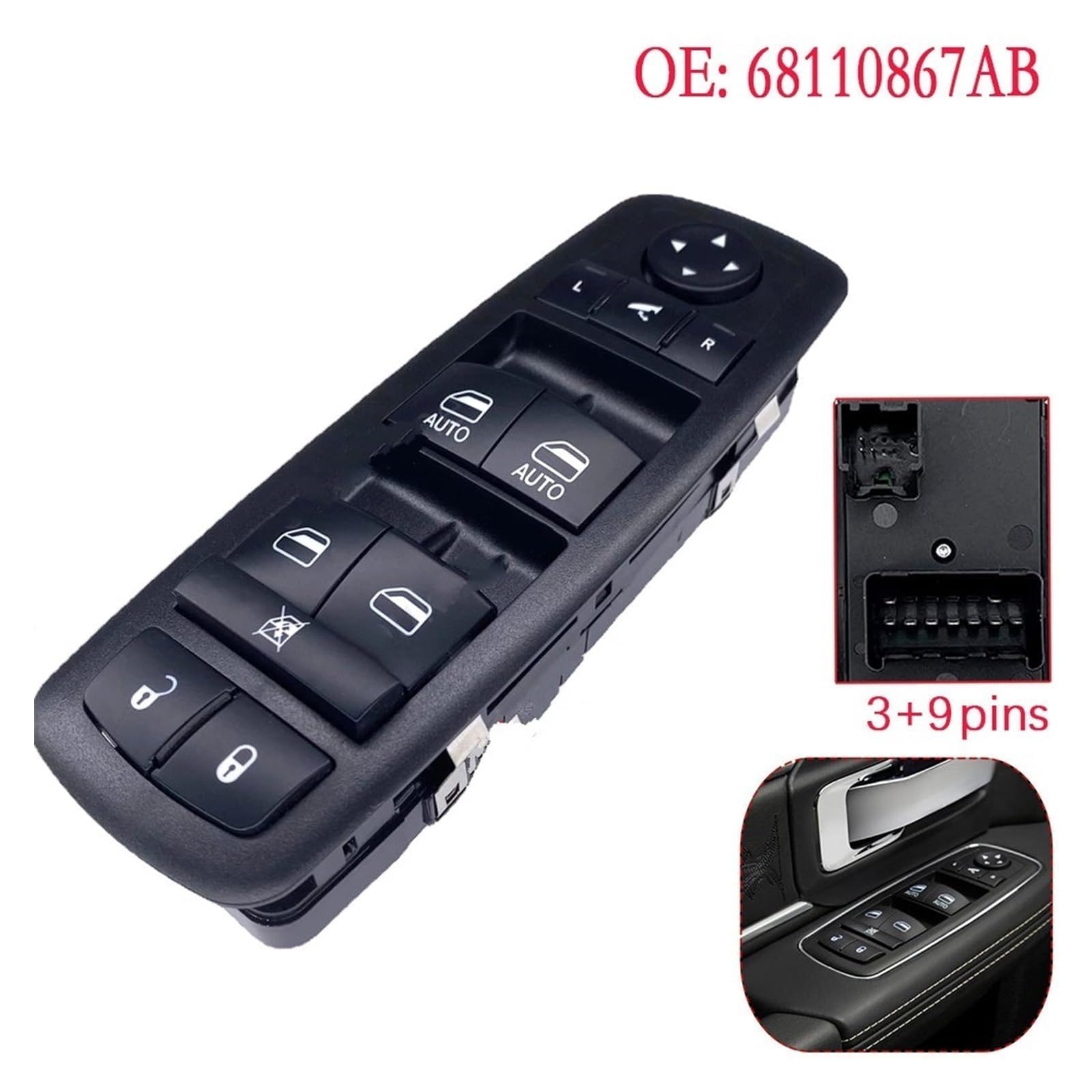 Przełącznik szyb elektrycznych dla Dodge Ram 2500 (2013, 2014, 2015, 2016) - 68110867AA 68110867AB