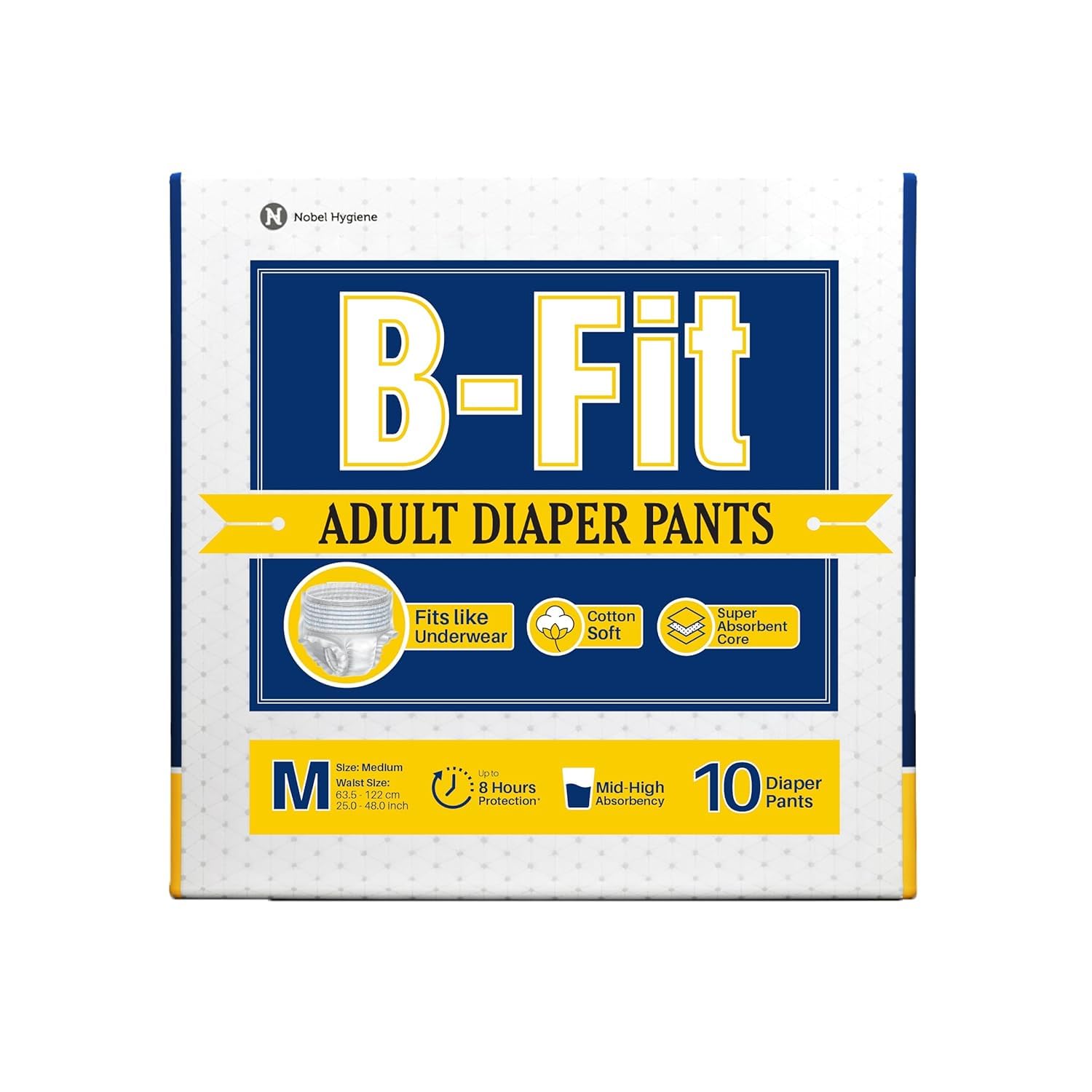 Nobel Hygiene B-Fit Diapers Adult Diaper Pull Up Pants Medium (10 Pcs/Pack), Size- 24-36 Inches,(Pack of 5) Sold by VERMA TRADERS-image-43