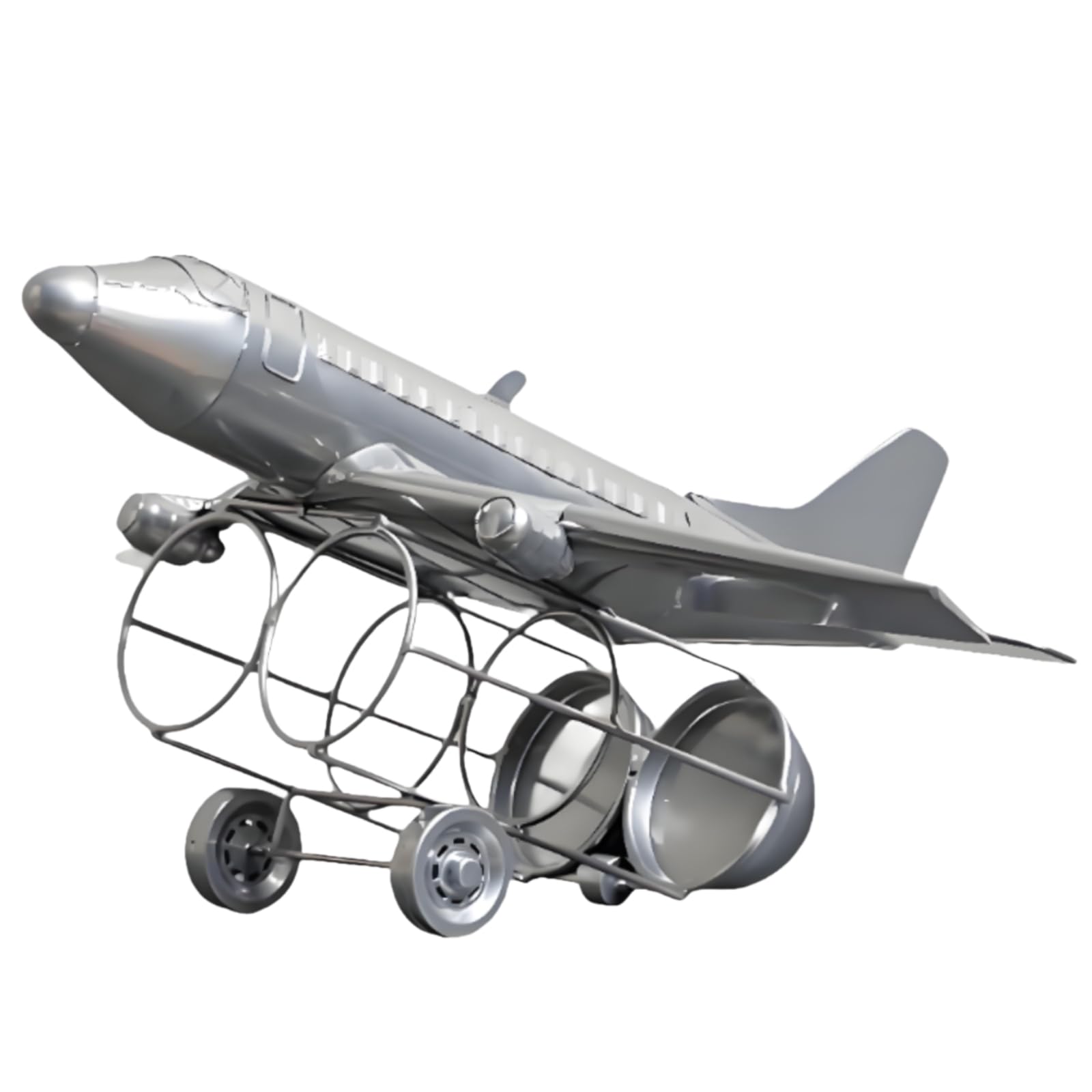 Botellero con Forma Avión corativo Soporte Vino con Forma Avión Industrial coración para Bar, Cocina, Plateado