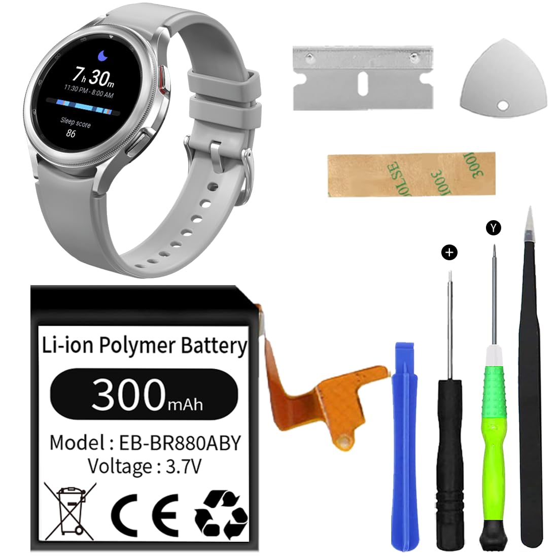 Qoutmcuy EB-BR880ABY Battery, Upgrades Replacement Battery for Samsung Galaxy Watch 4 Classic 42mm SM-R880 SM-R885/ Galaxy Watch 4 SM-R860 SM-R865 (40mm) with Tools Kit