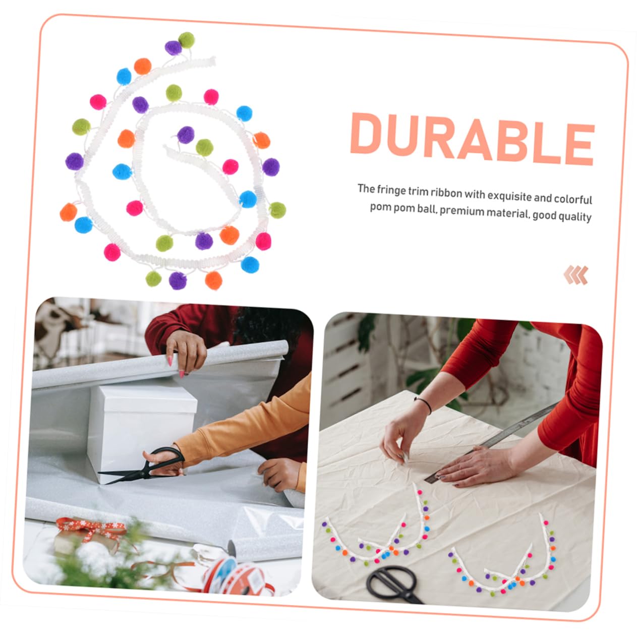 STOBOK 32piezas Lote Cintas Decorativas Con Pompones De Lana Para Manualidades Para Fiestas Bodas y Proyectos De Costura Creativos Longitud Suficiente Para Diversas Decoraciones
