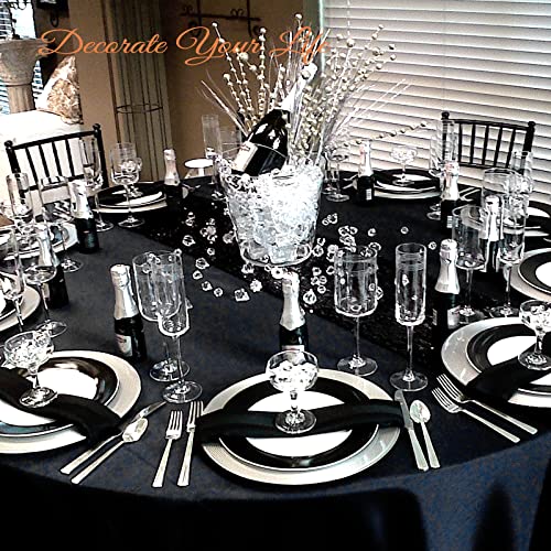 Teruntrue 8 Packs Round Tablecloth Polyester 90 Inches Black Washable Round Table Cloths For Round Tables Stain Resistant Wrinkle Washable Fabric Table Cover Cloth For Wedding Parties Banquet Buffet #TOP3