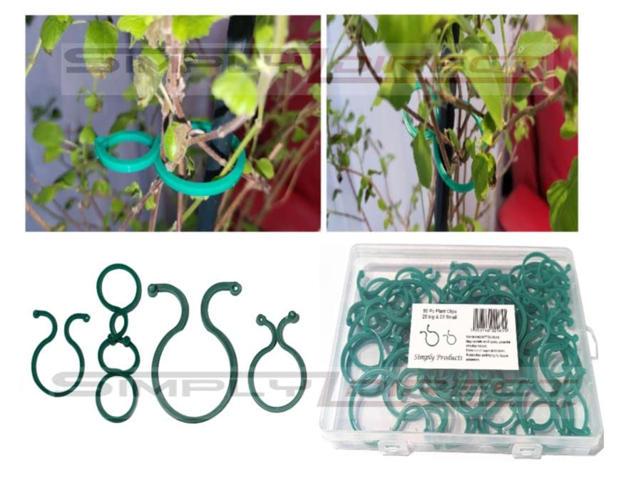 Simply Products 50pc Garden Plant Clips, Cane & Plant Support Clips, Twisty Plant Rings for Securing Plants/Stems Reusable