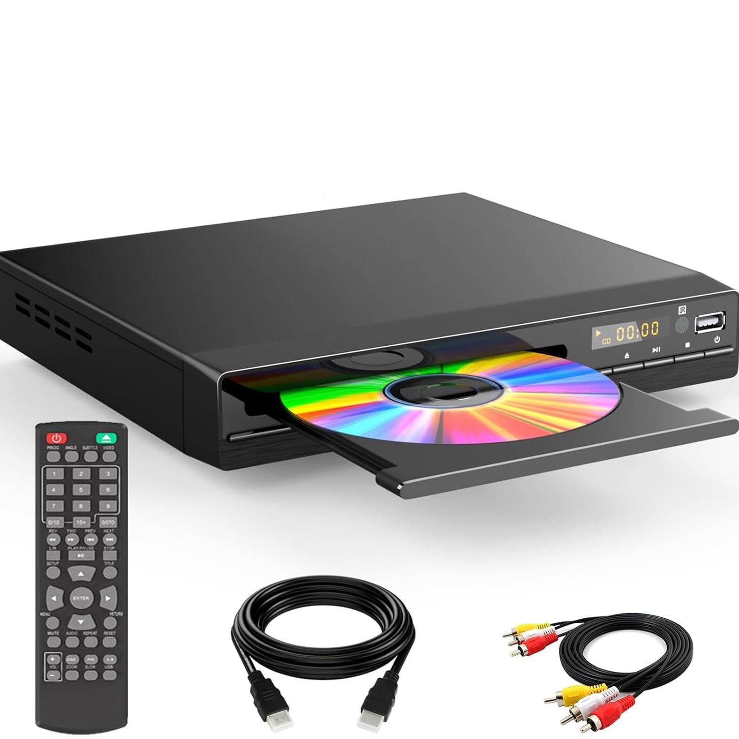 XUMIUZIY Reproductor de DVD HDMI para TV, Reproductores de DVD 1080P HD sin Región para Smart TV, Reproduce de Todas Las Regiones y Formatos Múltiples, Puerto USB, Compatible (Black)