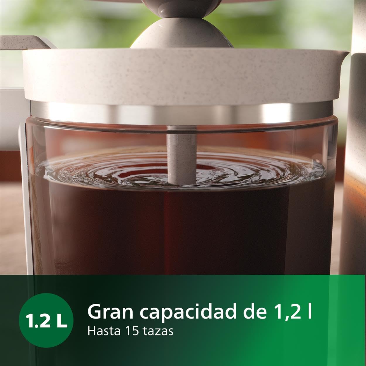 PHILIPS Cafetera - Edición Eco Conscious, Jarra Cristal 1.2L, 15 Tazas, Diseñada con Plásticos Biológicos, Blanco Seda Mate (HD5120/00) [Clase de eficiencia energética A+]