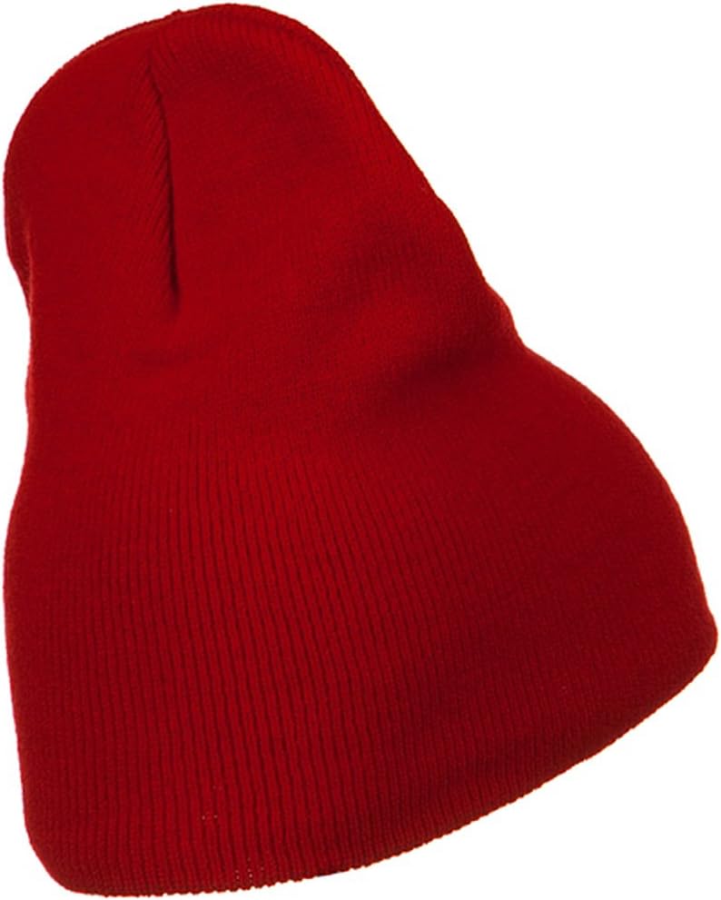 Big Stretch Plain Classic Short Beanie - Red (for Big Head)